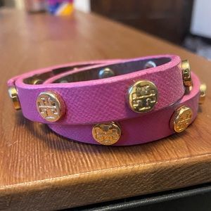 Tory Burch Double Wrap Stud Bracelet // Pink